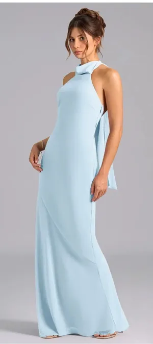 Azazie Bridesmaid Dress Chiffon Sky Blue thumbnail 1