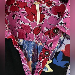 Free People Bunch A Brunch Tunic‎ Top Dress Black Motif Pink Purple Floral Small thumbnail 9