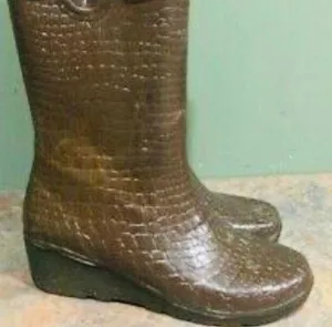 CAPELLI Women's brown croc print wedge rain boots size 8 thumbnail 1
