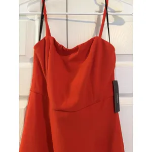 Lulus Irresistible Ways Red Orange Ruffled Midi Dress | Medium New with Tags thumbnail 4