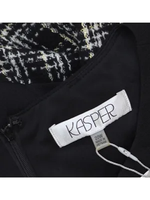 NWT Kasper Sheath Dress with Tweed Skirt 10916487 Black Multi 20W thumbnail 5