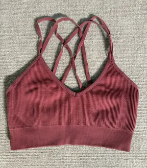 Aerie Rose Seamless Ribbed V-neck Strappy Cozy Loungewear Bralette Size Small thumbnail 1