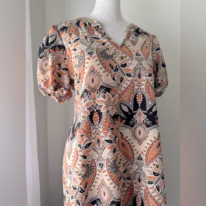 Multicolored Floral Print Ruffle Hem V-Neck Short Sleeve Knee Length Dress thumbnail 4