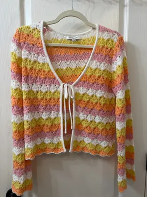 Francesca’s bright striped cardigan sweater  thumbnail 1