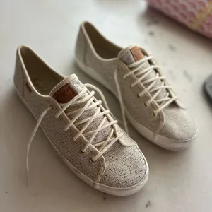 Keds woven neutral lace up sneakers sz 9 thumbnail 2