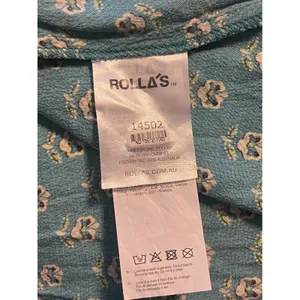 Rollas Cleo Emmy Lou Wrap Dress Teal Floral Print Mini V-Neck Short‎ Sleeve XS 6 thumbnail 10