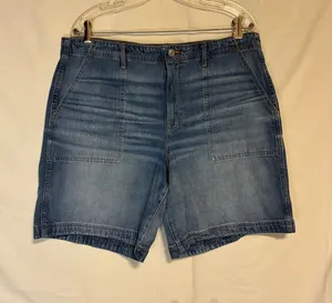 American Eagle Strigid Perfect Denim Bermuda Carpenter Shorts Size 14 thumbnail 1