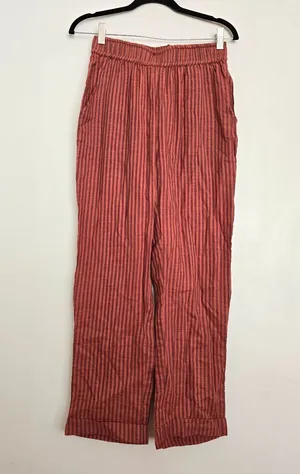 Sundry Evereve Striped Pull-On Tapered Summer Trousers Brick Red thumbnail 1
