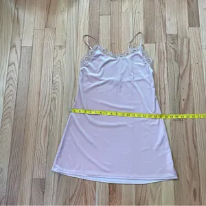 INC International Concepts Slip Dress Women XS Pink Lace Eyelet Velour Coquette thumbnail 5