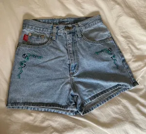 New sport vintage embroidered denim shorts thumbnail 1