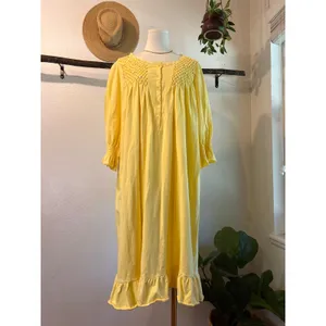 Vintage Yellow Floral Embellished Nighty Sleep Dress Cottage Size XL The Paragon thumbnail 11