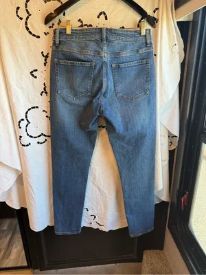 Quince Organic Cotton Slim Straight Jeans 30x30 Mid Rise Stretch Blue thumbnail 3