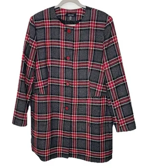 Nine West plaid over coat/blazer in size 16 red gray white thumbnail 1
