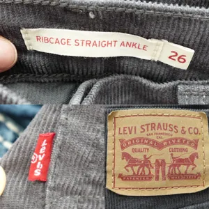 Levi's Gray Corduroy High Rise Ribcage Straight Ankle Jeans Size 26 thumbnail 3