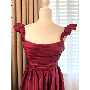 Lulus Poised Passion Wine Red Taffeta Pleated Ruffled Midi Dress thumbnail 6