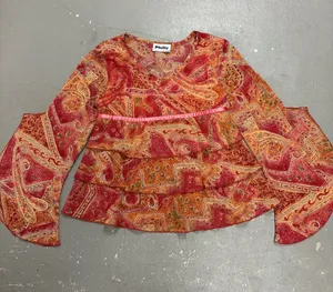 Philly California 90s Y2K Vintage Fairy Core Tiered Red Orange Womens Medium thumbnail 1