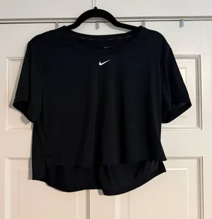 Nike Black Cropped Dri-Fit Top thumbnail 1