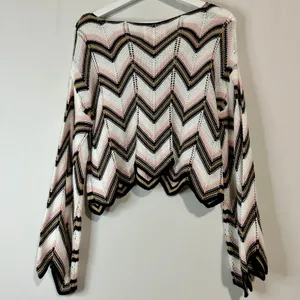 Audrey Parks x Francesca’s Women’s Crochet Knit Cropped Sweater Pink Small EUC thumbnail 10