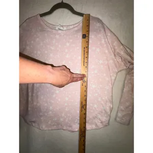 Caution To The Wind Pink Star Print‎ Pajama Set Medium Long Sleeve Top Joggers thumbnail 6