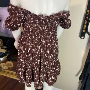 Plum Floral Dress Brown Size M thumbnail 3