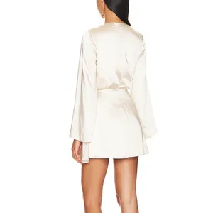 NBD Cream Satin Cocktail Mini Dress LARGE Party Cutout Revolve Designer $208 NEW thumbnail 3