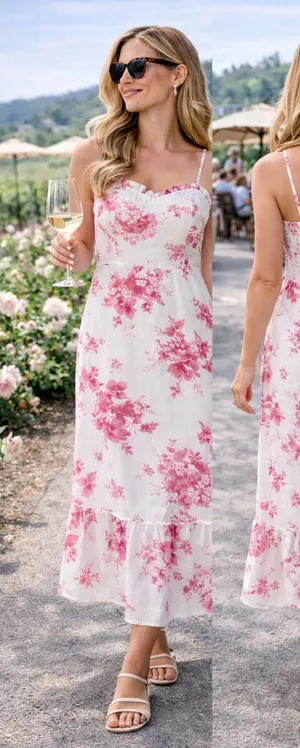 Chicwish red floral midi dress NWT thumbnail 1