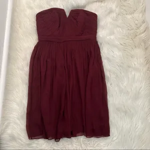 J. Crew Womens Size 6 Nadia Strapless Bridesmaid Dress Burgundy Red Silk Chiffon thumbnail 2