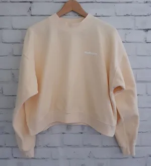 Madhappy Sweatshirt Terry Cloth Yellow Medium Cropped Crewneck thumbnail 1