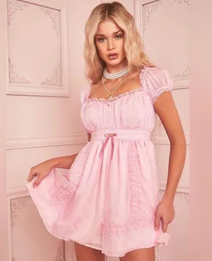 Sugar Thrillz X Dolls Kill Softer Smiles Babydoll Dress in pink thumbnail 7