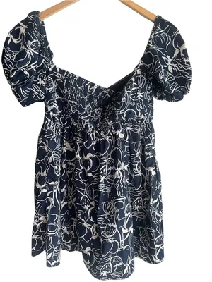 Abercrombie & Fitch Emerson Off-The-Shoulder Skort Navy Pattern thumbnail 5