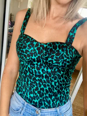 Charlotte Russe Green Cheetah Corset Top thumbnail 2