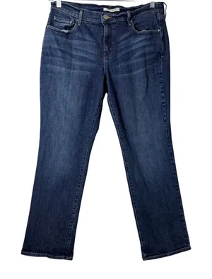 Levi's 505 Straight‎ Jeans Women 12 Dark Wash Blue Stretch Denim Mid Rise Retro thumbnail 1