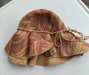 Roxy Candied Peacy Packable 100% Woven Straw Swirl Pattern Floppy Sun Hat thumbnail 1