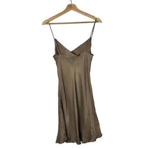 Zara Brown Cowl Neck Satin Slip Mini Dress XS thumbnail 2