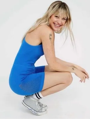 OFFLINE by Aerie Athletic Romper Blue Racerback Seamless Perforated NWOT Small‎ thumbnail 1