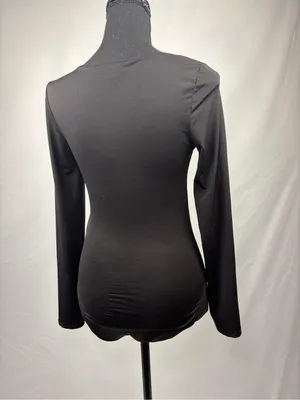 Topshop Bodysuit Black Long-Sleeve Scoop Neck thumbnail 5