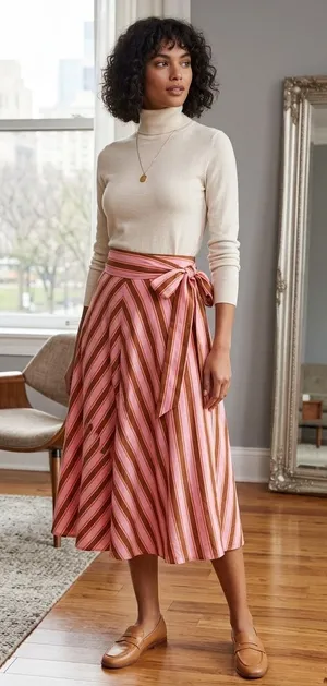 NWOT Kate Spade Linen Blend Striped Bow Old Money Coquette Tie Midi Skirt 2. thumbnail 1
