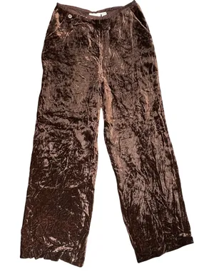J. Jill Womens Wide Leg Pants Brown‎ Crushed Velvet Boho Holiday Elegant 10 thumbnail 1