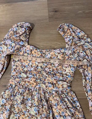 Band of the Free Floral Midi Dress M Puff Sleeve Smocked Cottagecore thumbnail 2