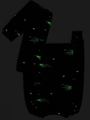 Place Glow-In-The-Dark Spider Pajama Set — Black & Green thumbnail 2