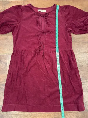 LOFT Corduroy Bow Tie-Front Mini Dress in Burgundy thumbnail 11
