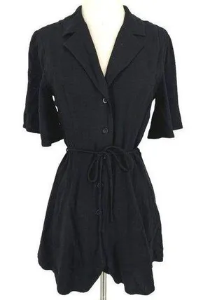 Emory Park Shirt Style Romper with Flutter Sleeves Black Size Small NWT thumbnail 1
