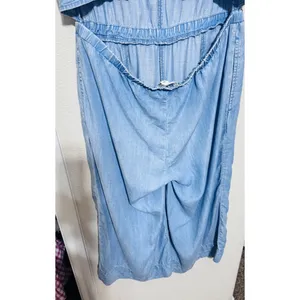 Anthropologie Cloth‎ & Stone Blue Chambray wide Leg Jumpsuit sz M open back thumbnail 5