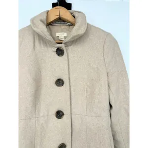 J.Crew Oatmeal Uptown Wool Blend Coat‎ Stand Collar Long Jacket Size 0 Business thumbnail 2
