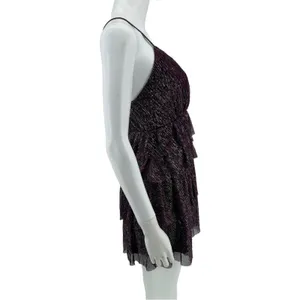 Lulus Dress Women Size Small‎ Glowing Gorgeous Mini Magenta Metallic Tiered NWT thumbnail 6