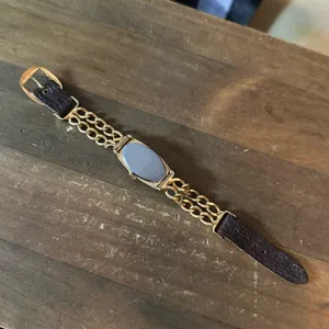 Vintage Lucerne gold tone chain and leather band watch thumbnail 3