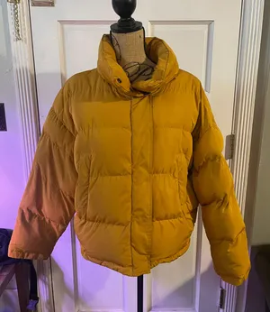 Kendall & Kylie Mustard Yellow Puffer Jacket thumbnail 1