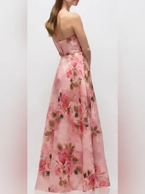 NEW Dessy Collection Alden Floral Jacquard Strapless Organza Gown sz 2 thumbnail 2