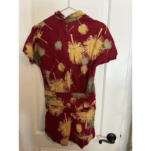 Free‎ People Women's Malibu Romper Size S Red Tropical Palm Print Short Sleeve thumbnail 9