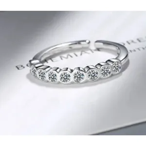 Boutique Dainty‎ 14k White Gold Plated Sterling Silver Synthetic Diamond Eternity Ring Sm thumbnail 6